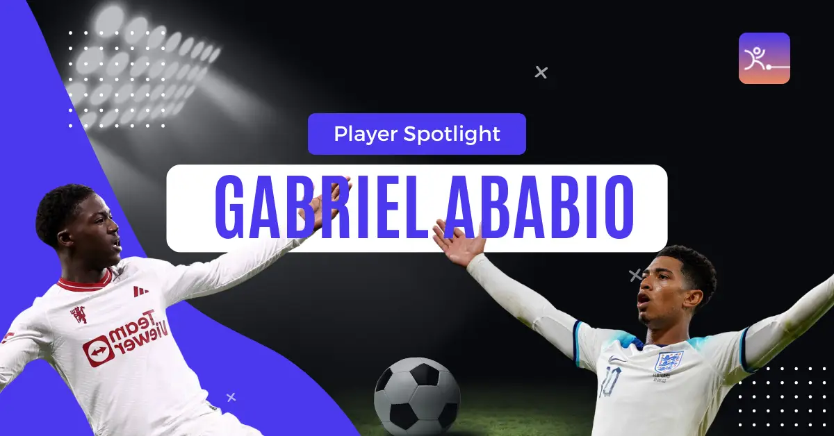 Banner image with Kobbie Mainoo and Jude Bellingham with text saying "Player Spotlight Ababio"