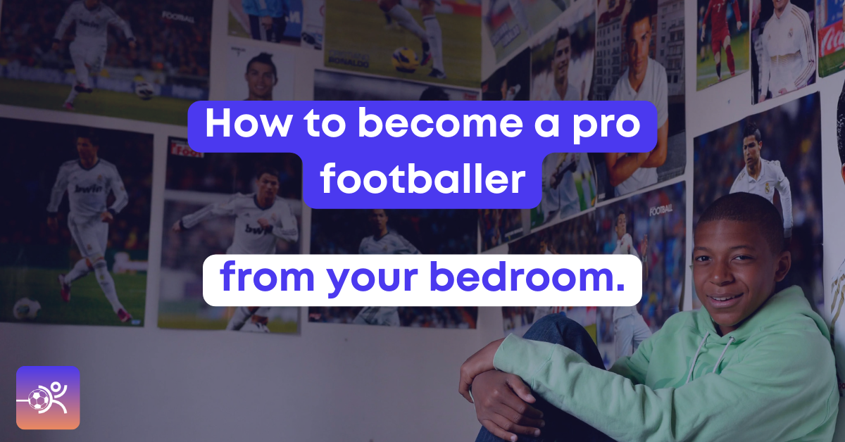 Mbappe in bedroom with pictures of Ronaldo dreaming of becoming a pro footballer